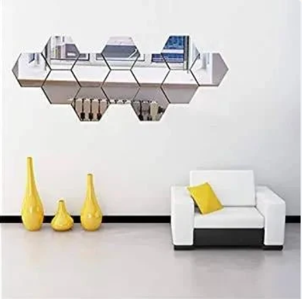 Hexagon Style Acrylic Mirror - Modern Home Decoration [13 pieces]