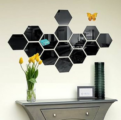 Hexagon Style Acrylic Mirror - Modern Home Decoration [13 pieces]