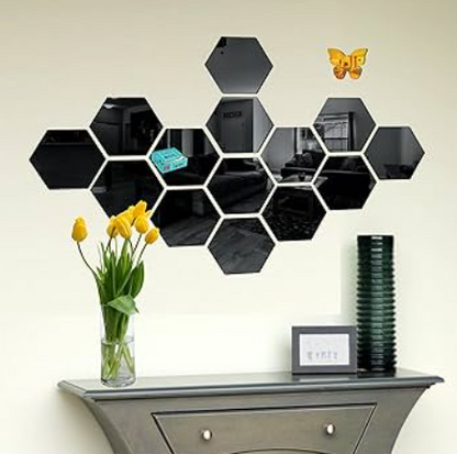 Hexagon Style Acrylic Mirror - Modern Home Decoration [13 pieces]