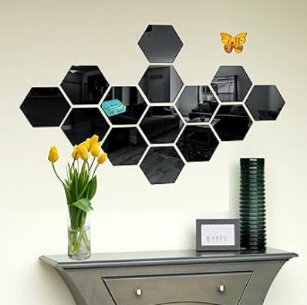Hexagon Style Acrylic Mirror - Modern Home Decoration [13 pieces]